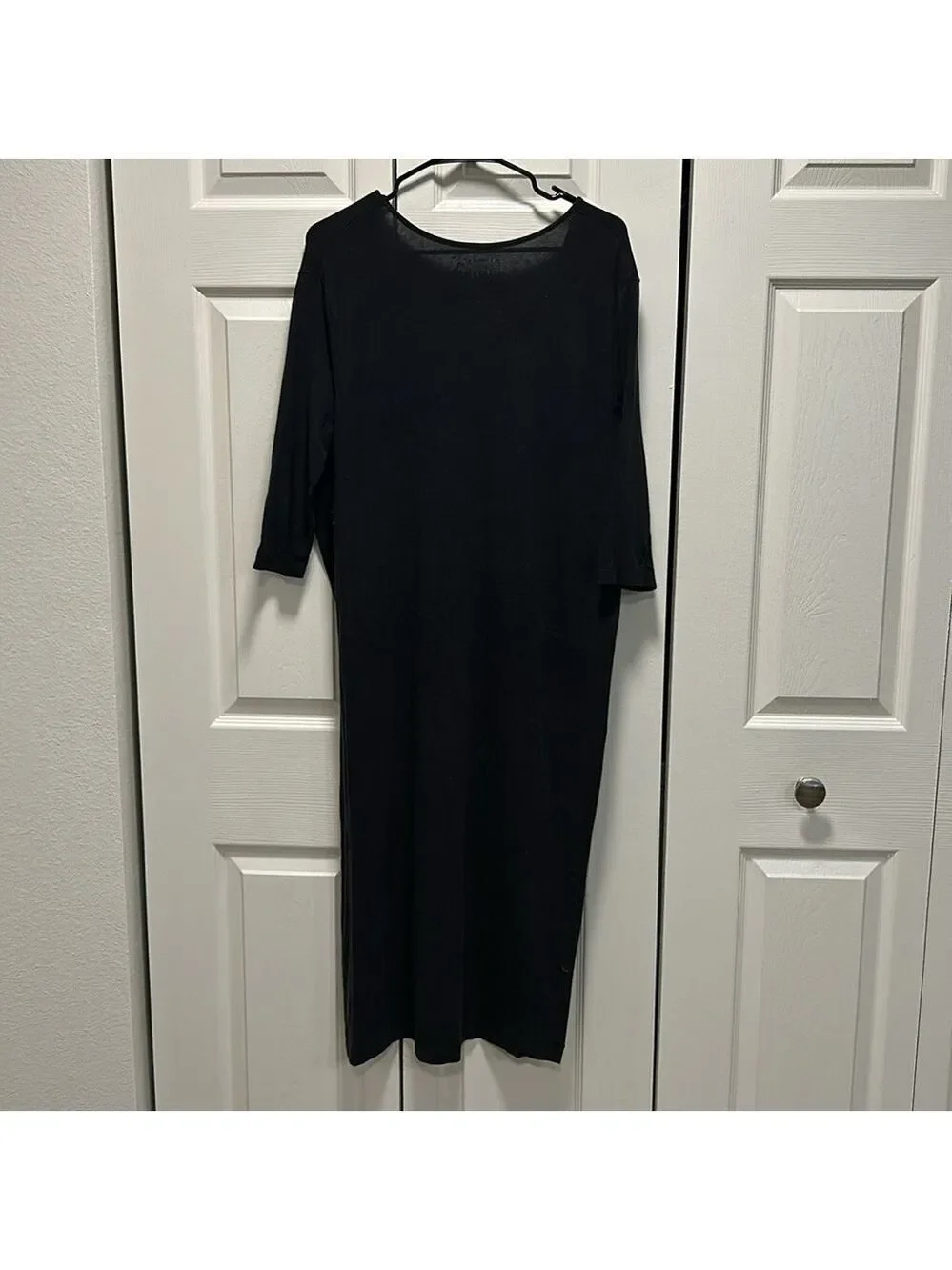 We the Free Black 3/4 Sleeve Scoop Neck High-Low Split-Hem Cover Up Size Small